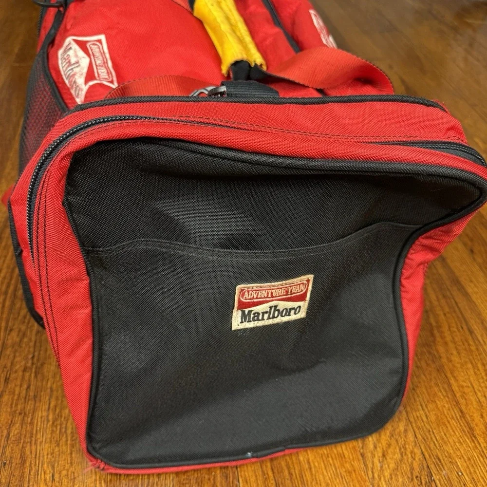 Vintage Marlboros Red and Black Duffle Bag Rare 90s Travel Bag Luggage